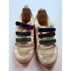Veja V-10 Multi-Color Leather Velcro Strap Sneakers White Orange Green kids 4